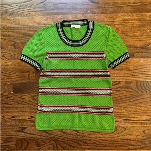 Rag and Bone lightweight green striped short sleeve sweater - small